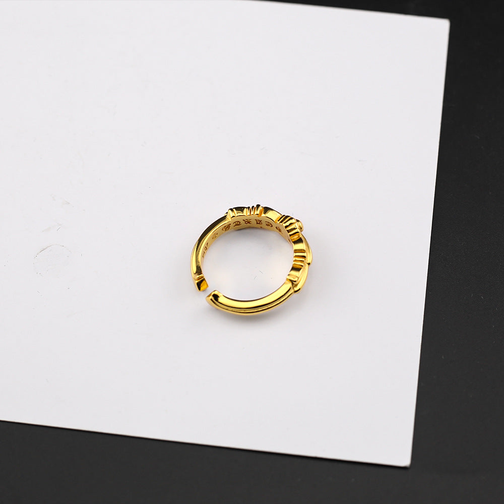 Chrome Hearts 24k gold cross flower open ring