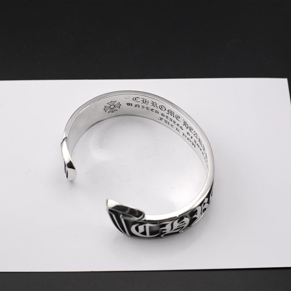 Chrome Hearts retro Scroll Label open bracelet