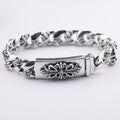 chrome hearts 925 Sterling silver Floral Cross Diamond ID Bracelet
