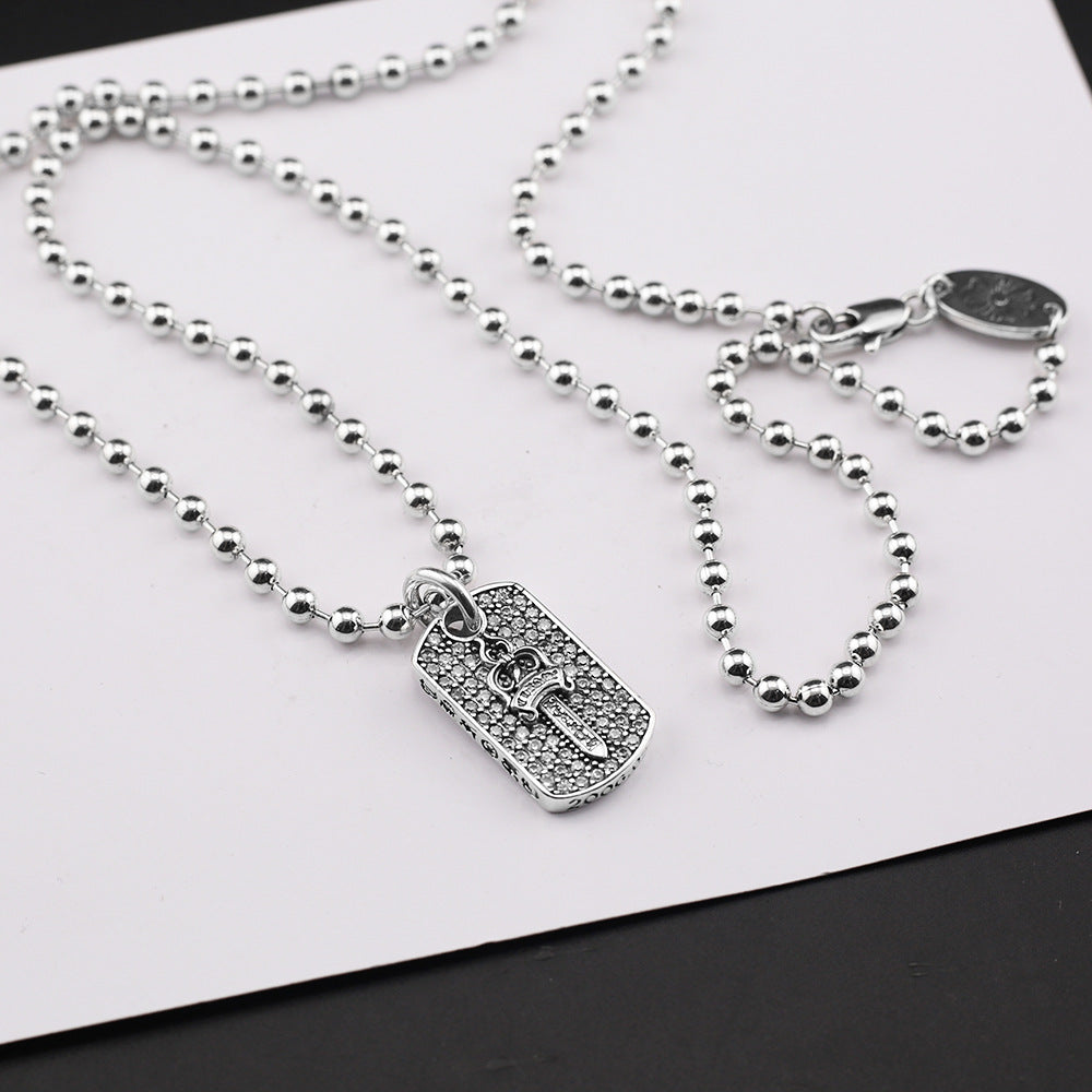 Chrome Hearts six-pointed star sword inlaid with diamonds pendant