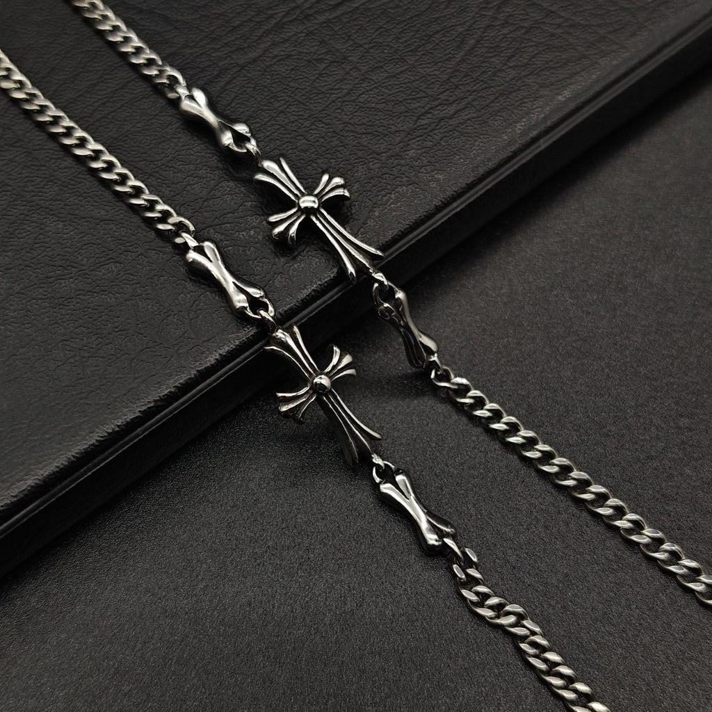 Chrome Hearts Silver Plus Cross chain bracelet 925 Sterling Silver