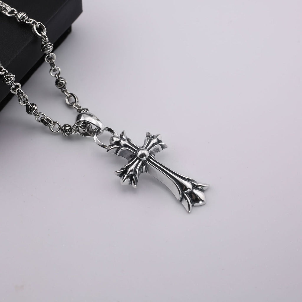 Chrome Hearts old retro large pendant S925 sliver cross necklace