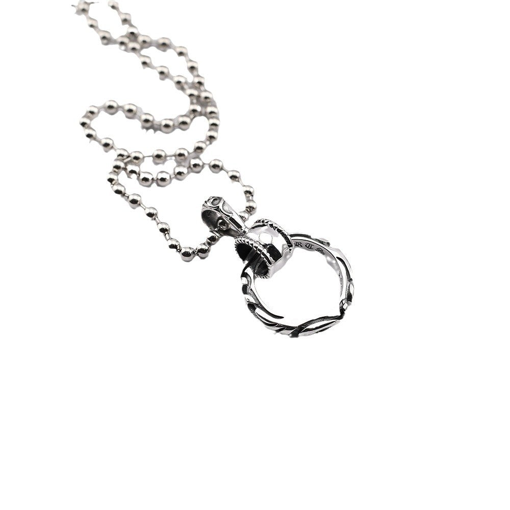 Chrome Hearts patterned ring pendant necklace