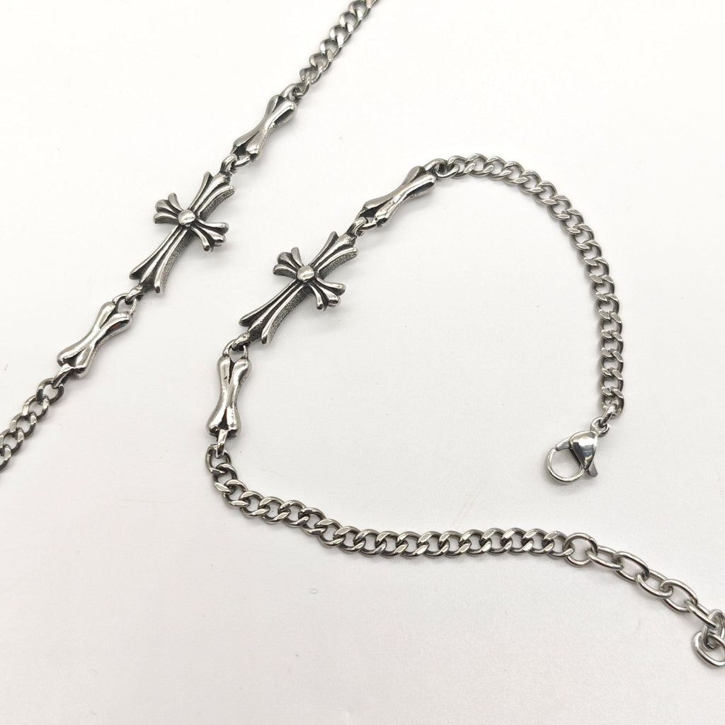 Chrome Hearts Silver Plus Cross chain bracelet 925 Sterling Silver