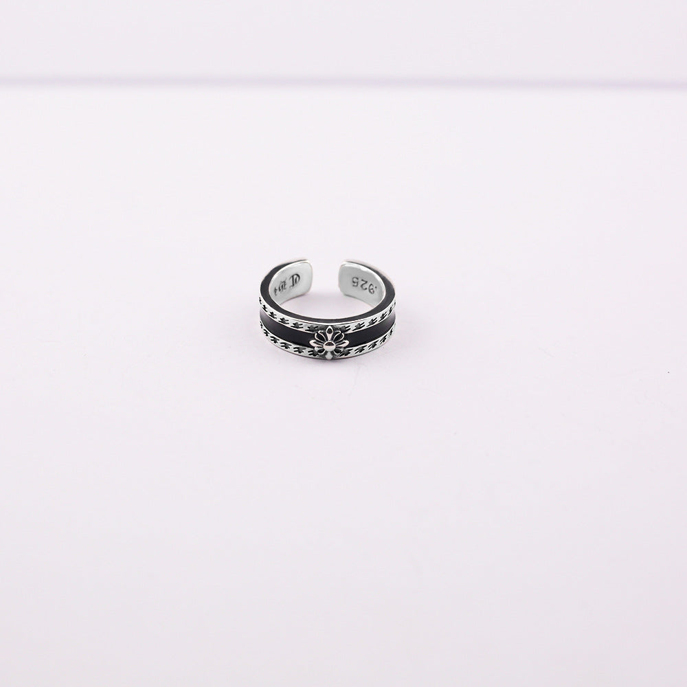 Chrome Hearts cross print retro style open ring