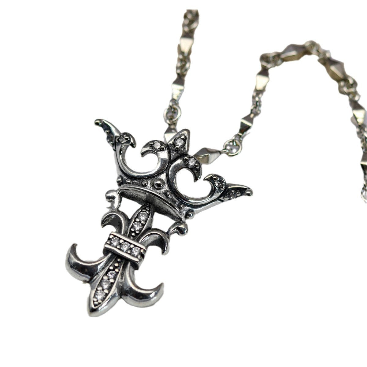 Chrome Hearts old crown anchor diamond pendant