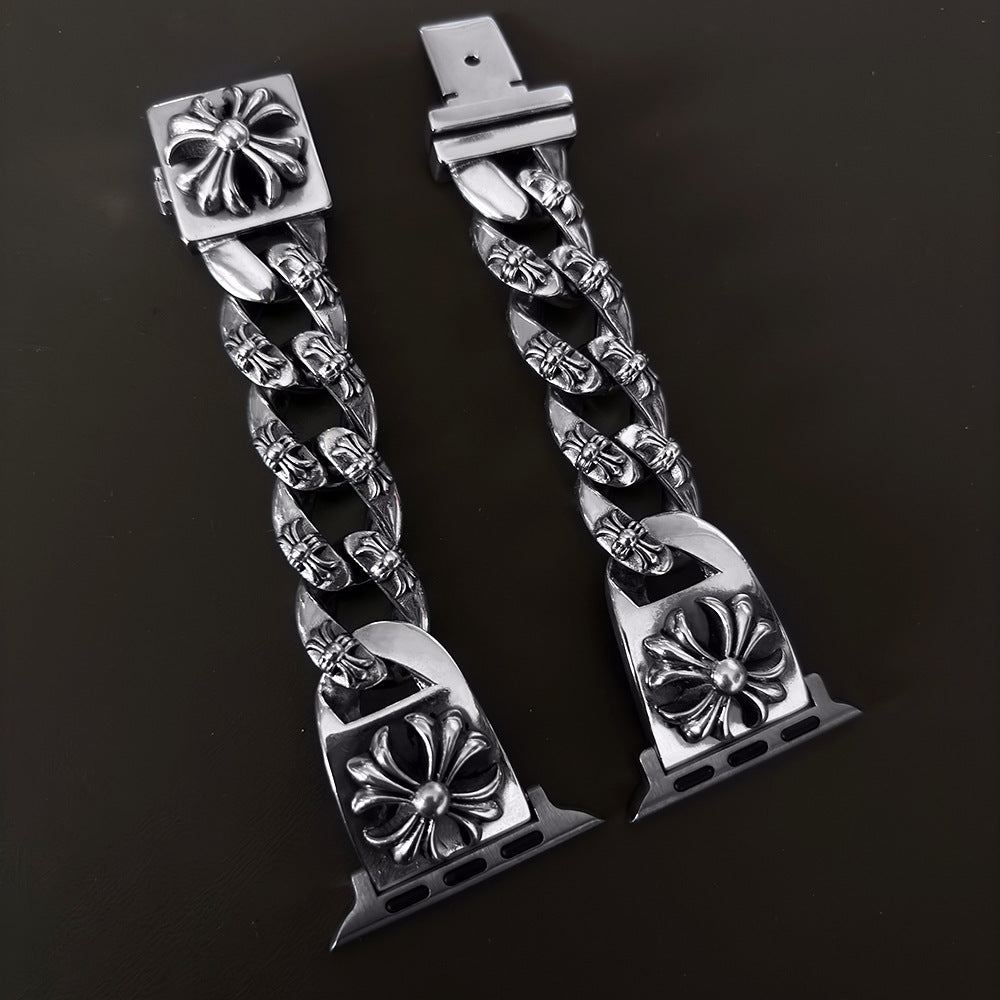 Chrome Hearts cross flower watch chain