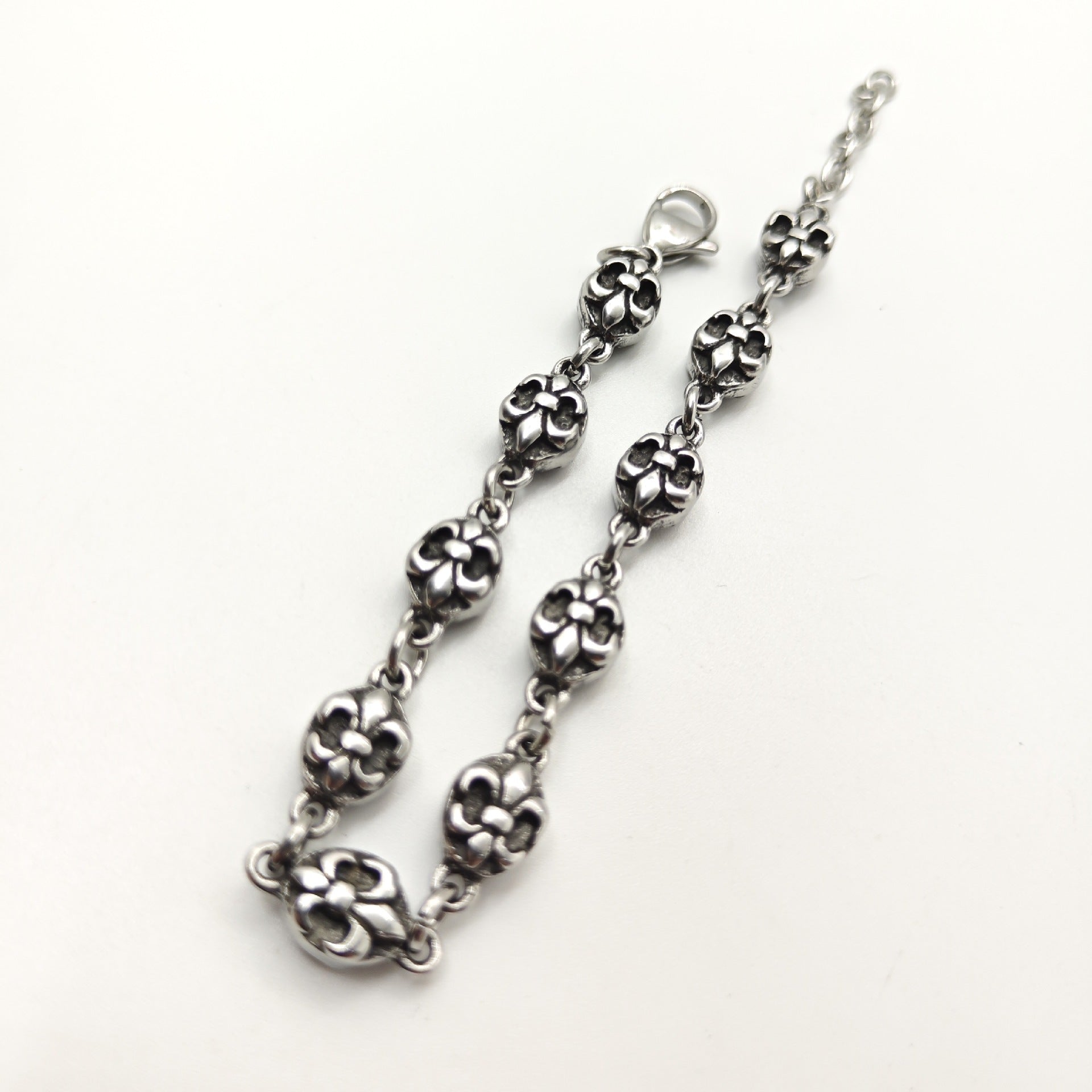 Chrome Hearts anchor flower ball Silver Sterling 925 bracelet