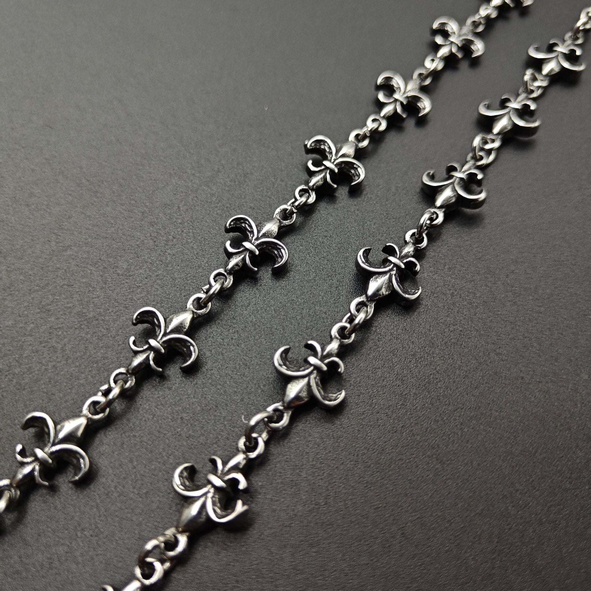 Chrome Hearts retro silver-toned fleur-de-lis link bracelet