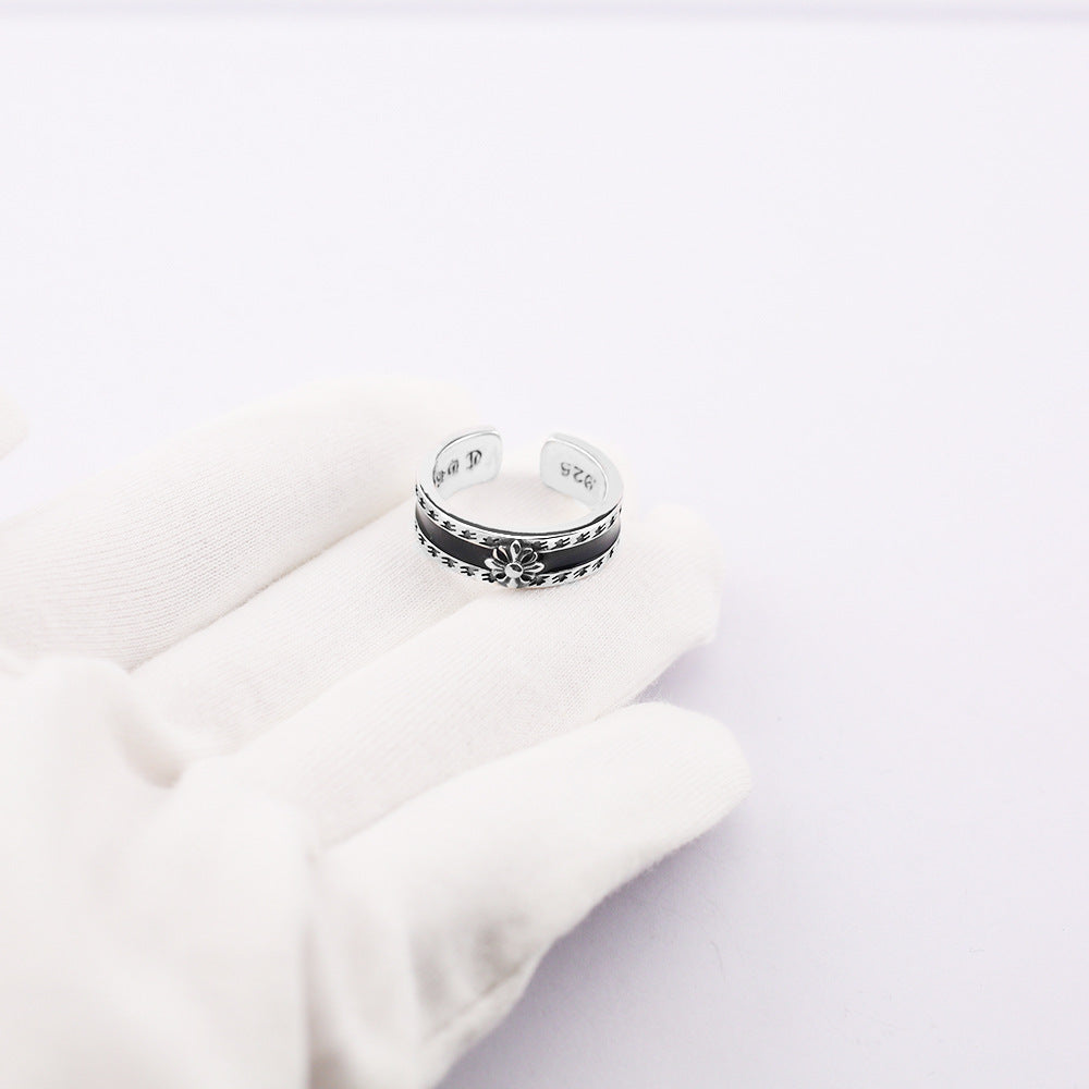 Chrome Hearts cross print retro style open ring